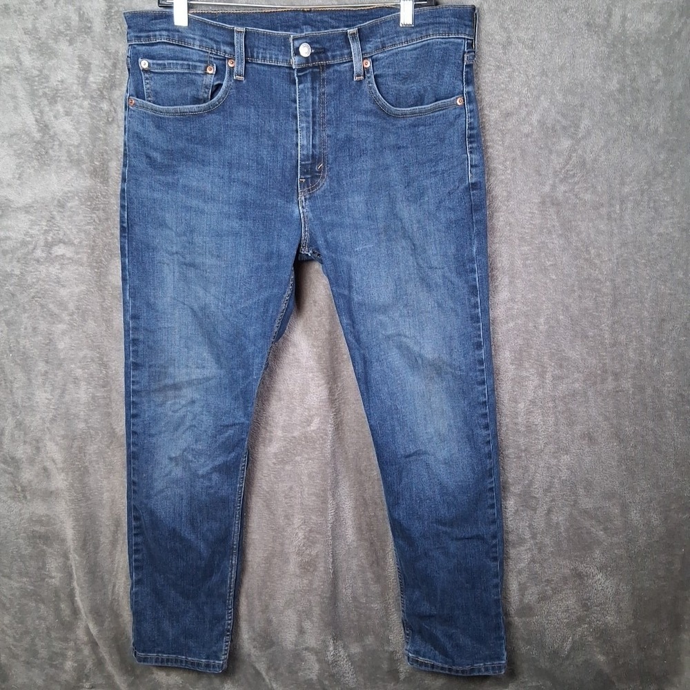 Levis 502 Regular Taper Mens Jeans 34x30 Dark Wash Stretch Denim Work Pants